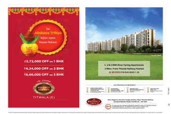 Get special off on 1, 2 & 3 BHK homes during Akshaya Tritiya at Regency Sarvam in Mumbai
